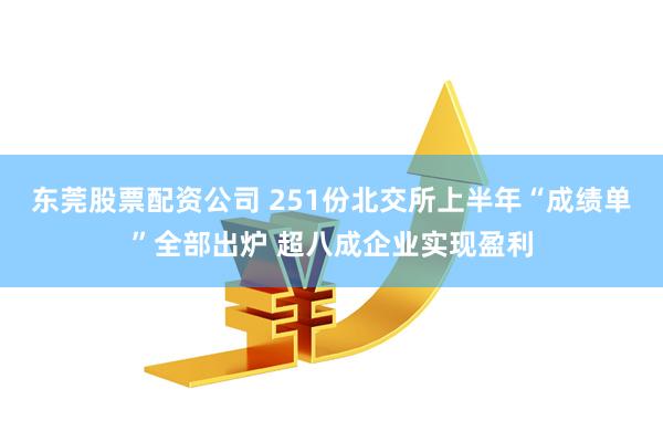 东莞股票配资公司 251份北交所上半年“成绩单”全部出炉 超八成企业实现盈利