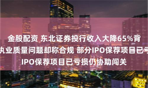 金股配资 东北证券投行收入大降65%背后：存在许多执业质量问题却称合规 部分IPO保荐项目已亏损仍协助闯关